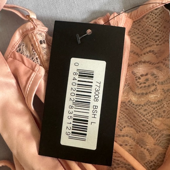 Forplay Lace Up Corset Teddy Bodysuit Lingerie Blush Pink Sz L BNWT - Picture 3 of 5